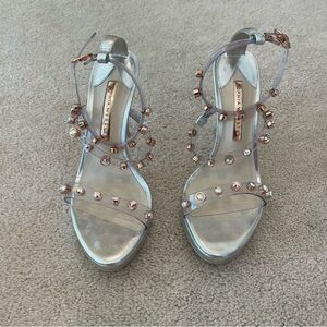 Sophia Webster Rosalind gem silver plaform heels, NWT size 38.5 / US 8